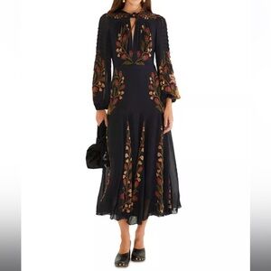 FARM Rio Black Long Sleeve Dress with Colorful Embroidery